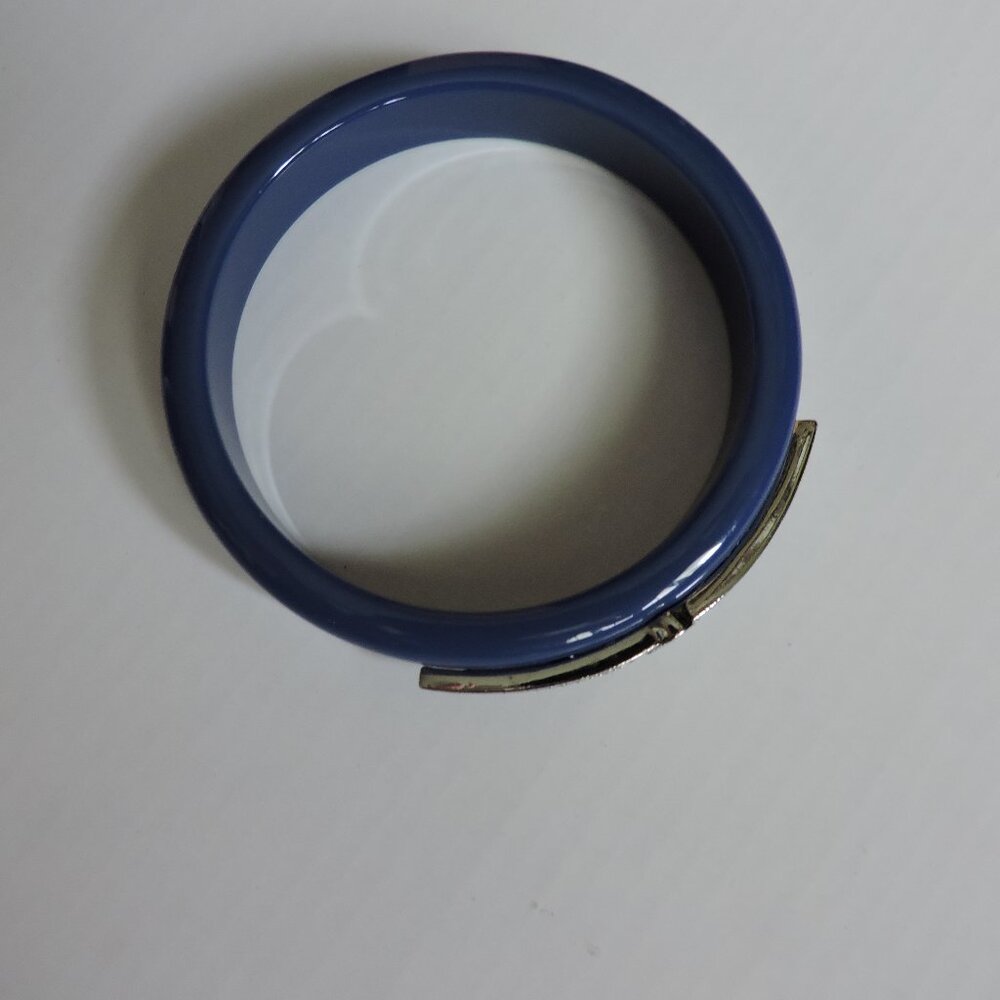 Royal Blue bangle bracelet with silver emblem